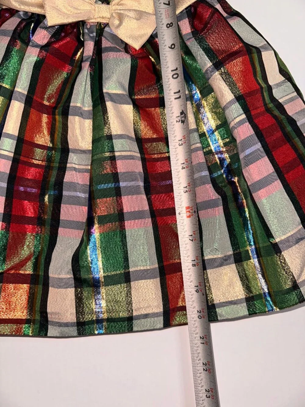 Bonnie Jean Girls 2T Christmas Holiday Plaid with Gold Red Dress Metallic #686